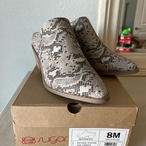 Sugar Snake print heeled mules - Size 8